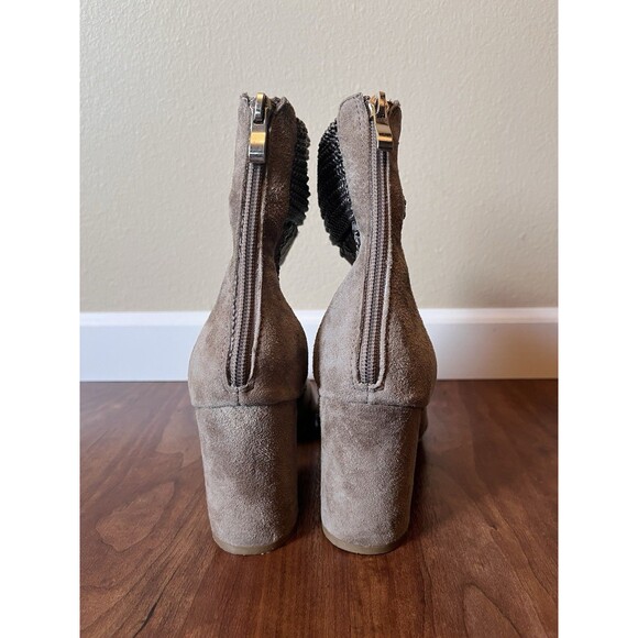 Anthropologie Silent D Boots Washer Suede Heeled •38 / US 7.5-8• Gray Crochet - Picture 6 of 10